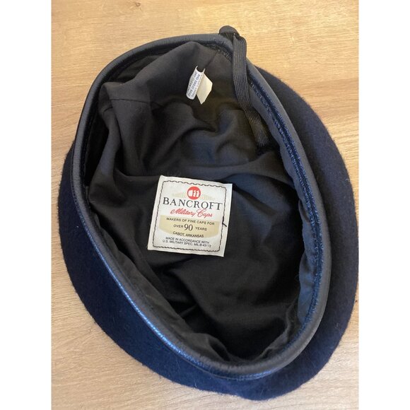 Bancroft Black Wool Beret Size 7 3/8 Military Spec MIL-B-43172 Made In USA - Picture 2 of 6